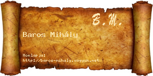Baros Mihály névjegykártya