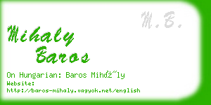 mihaly baros business card